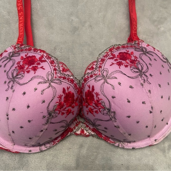 New! Victoria’s Secret Very Sexy Lilac Red Rosebud Dot Push-Up Bra 4761 - Picture 10 of 11